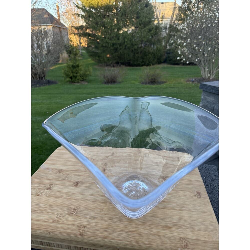 Simon Pearce Woodbury Large 12x12” Glass Bowl Handblown Square Centerpiece